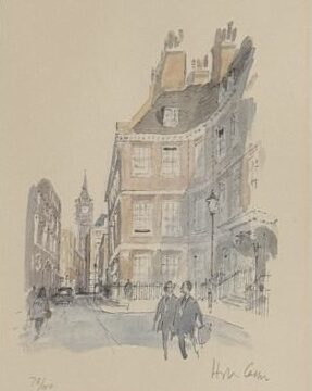 'QUEEN ANNE'S GATE FROM HUGH CASSON'S LONDON' COLOUR LITHOGRAPH