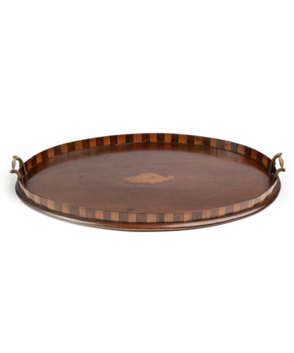 EDWARDIAN MAHOGANY DRINKS  OR VISITING CARD TRAY