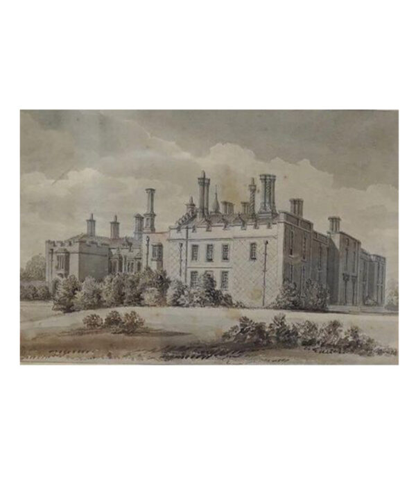 FRAMED EN GRISAILLE WATERCOLOUR 'VIEW OF BEDDINGTON PARK' 1827