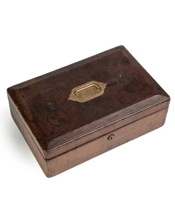 EDWARD VII LEATHER DOCUMENT BOX EMBOSSED 'ER VII'