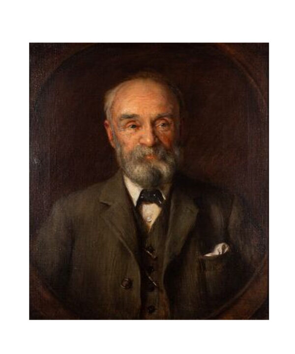 OIL ON CANVAS PORTRAIT OF AN ELDERLY GENTLEMAN BY LANCE CALKIN