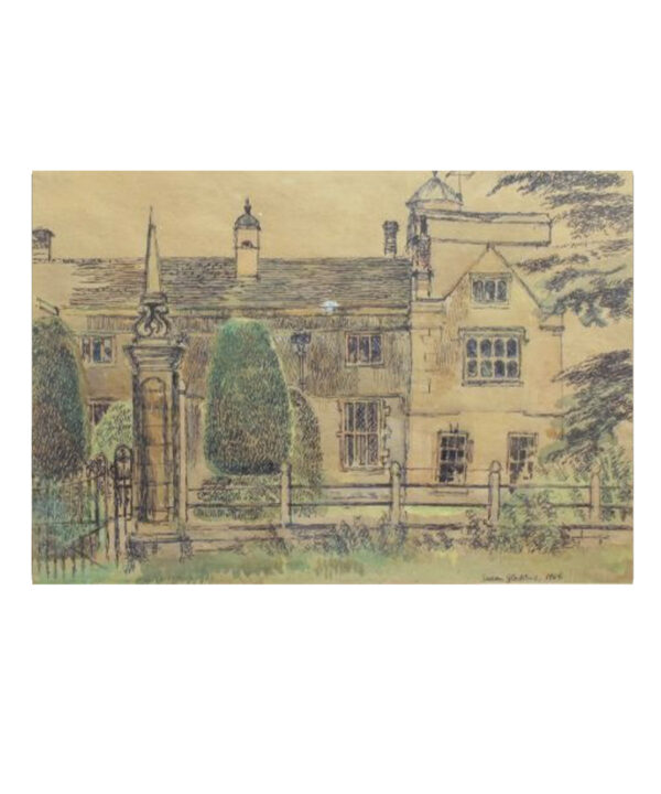 SUSAN GLADSTONE 'CANONS ASHBY, NORTHANTS' WATERCOLOUR ON TINTED PAPER