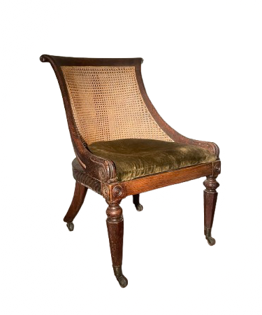 SIMULATED ROSEWOOD REGENCY OAK BERGERE LIBRARY CHAIR C1825