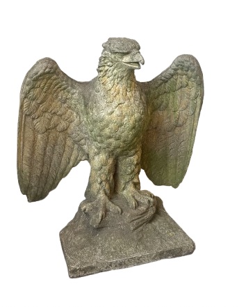 ENORMOUS PAIR OF COMPOSITE STONE EAGLE PIER FINIALS