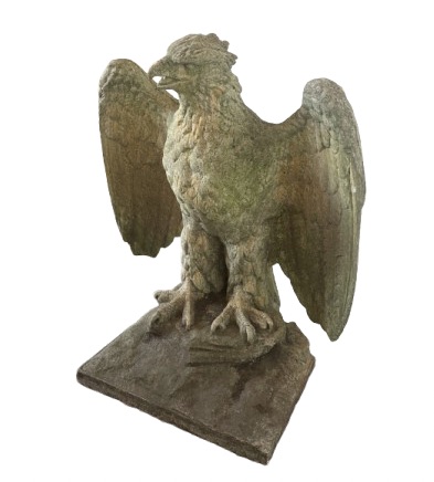 ENORMOUS PAIR OF COMPOSITE STONE EAGLE PIER FINIALS