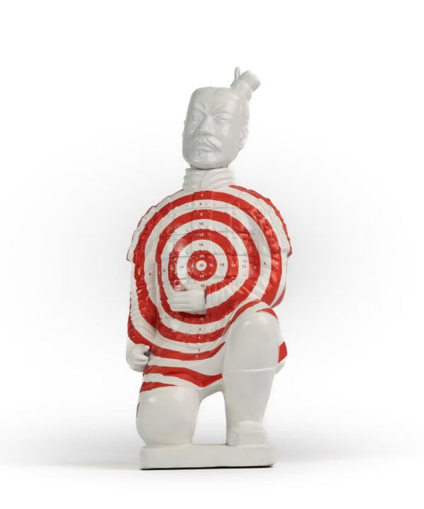 CONTEMPORARY HAND PAINTED KNEELING TERRACOTTA WARRIOR