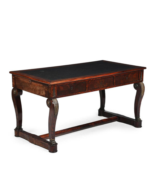 FRENCH MAHOGANY AND BRASS WRITING TABLE C19TH