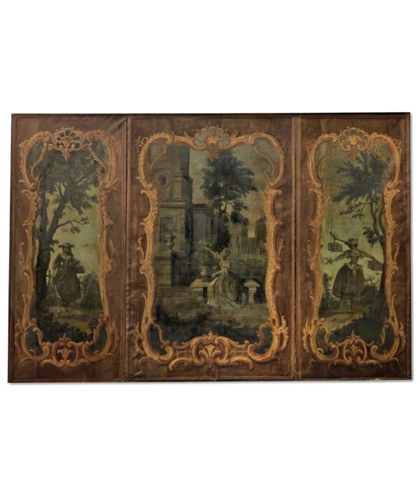 GRAND GRISAILLES AND POLYCHROME TRIPTYCH OIL ON CANVAS