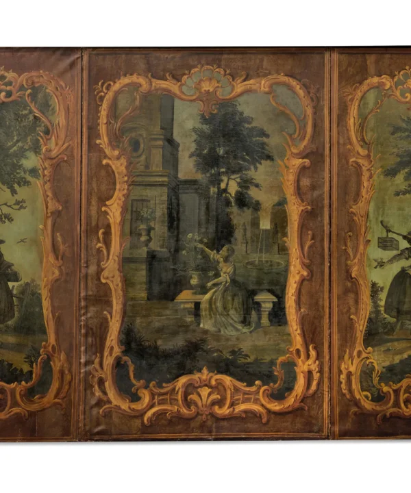 GRAND GRISAILLES AND POLYCHROME TRIPTYCH OIL ON CANVAS