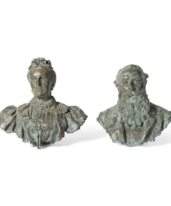 A PAIR OF BEAUTIFULLY PATINATED BRONZE BUSTS, EDWARD ONSLOW FORD (BRITISH 1852-1901)