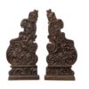 A PAIR OF C18th CARVED OAK PEW ENDS