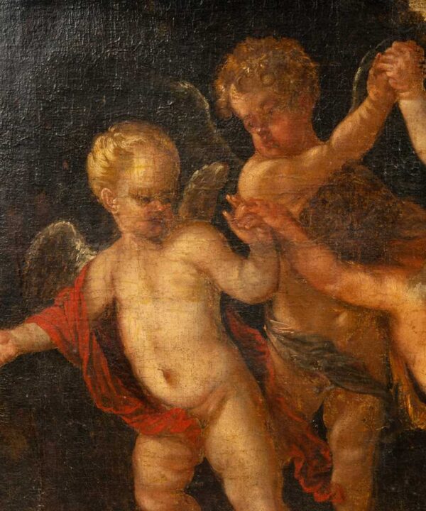 C17th DANCING AMORINI, OIL ON CANVAS, VENETIAN SCHOOL